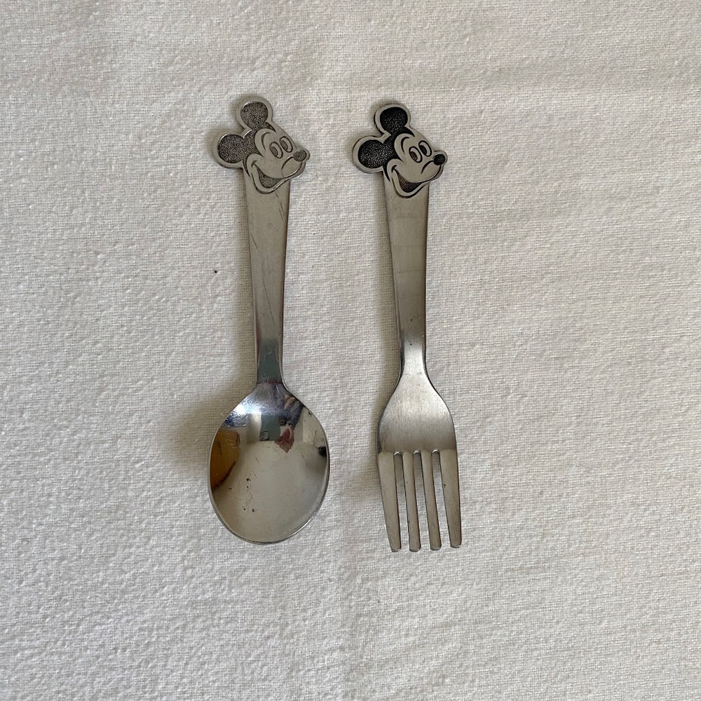 Vintage Walt Disney Mickey Mouse Child Fork and Spoon - Stainless by Bonny